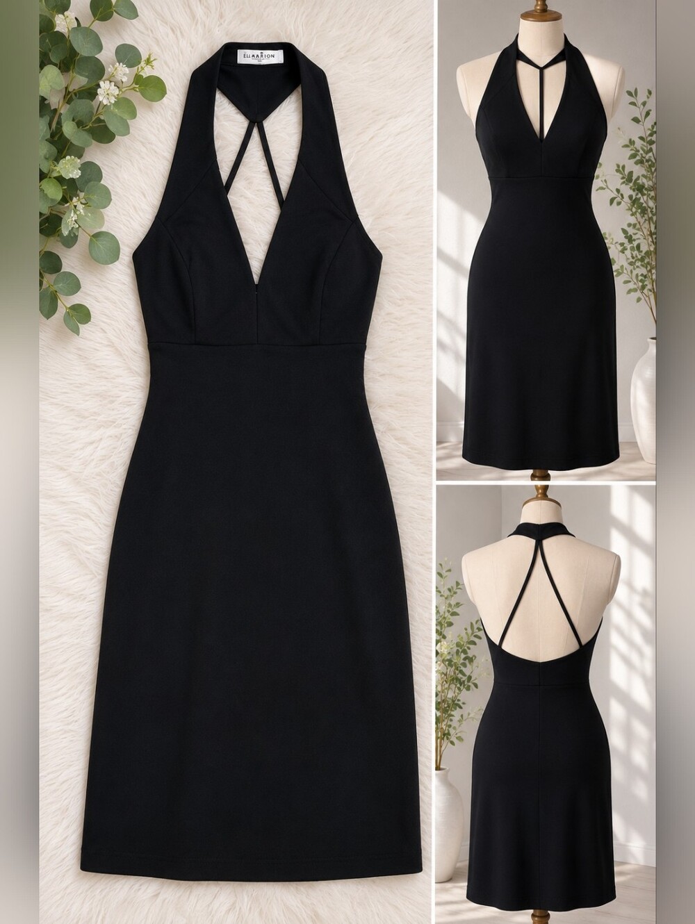 Elegant Black Halter Dress